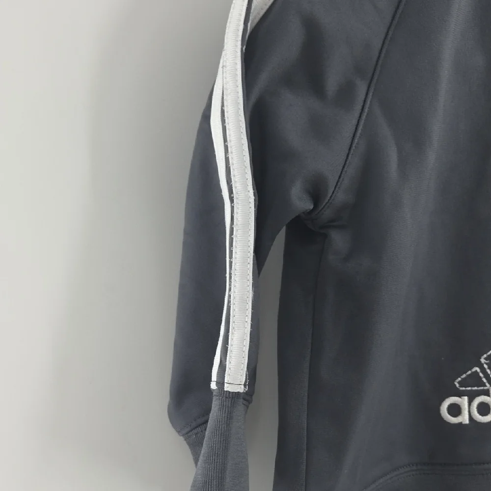 Adidas Kids Tracksuit - Dark Gray with White Stripes